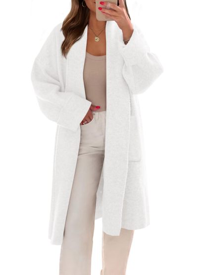 Womens Long Cardigans Oversized Open Front Sweater Jackets with Pockets