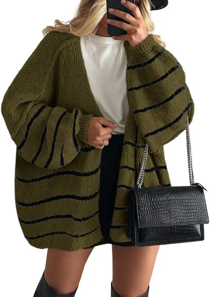 ✨Women's Oversized Balloon Sleeve Striped Cardigan Sweater (Buy 2 Free Shipping)
