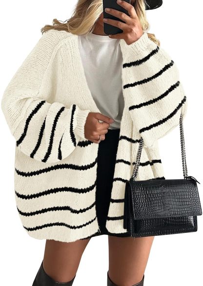 ✨Women's Oversized Balloon Sleeve Striped Cardigan Sweater (Buy 2 Free Shipping)