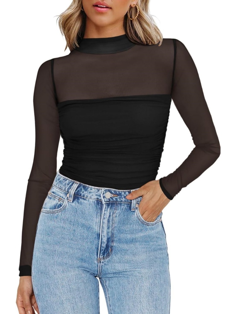 Women's Mesh Sheer Long Sleeve Top (buy 3 free shipping)