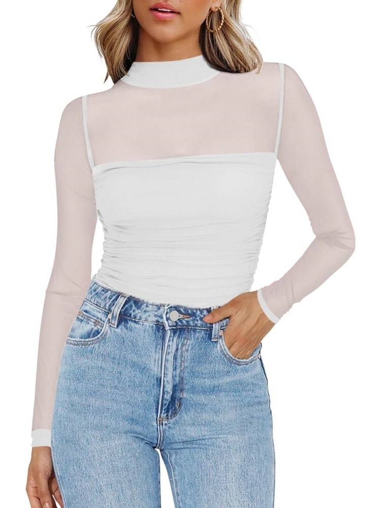 Women's Mesh Sheer Long Sleeve Top (buy 3 free shipping)