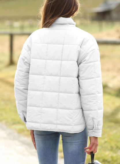 Women's Oversized Splice Quilted Lightweight Puffer Jacket Casual Padded Coat With Pockets