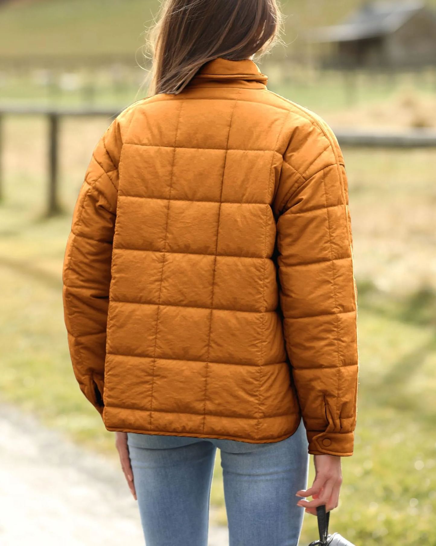 Women's Oversized Splice Quilted Lightweight Puffer Jacket Casual Padded Coat With Pockets