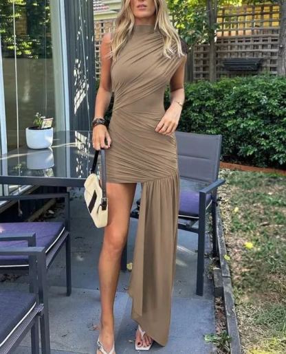 ✨Women’s High-Low Party Dating Dress One-Shoulder Ruched Bodycon Mini Dress (Buy 2 Free Shipping)