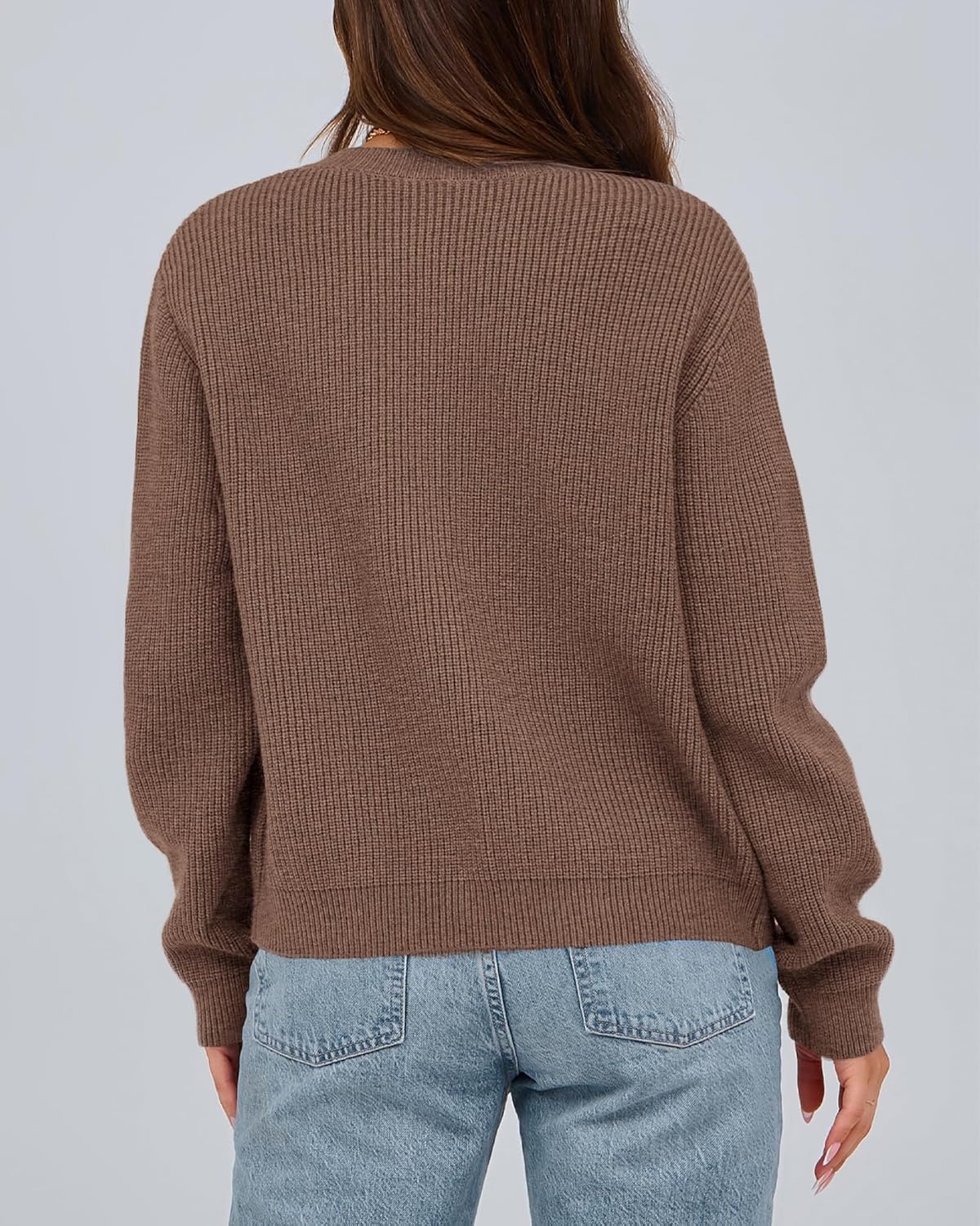 Women's Trendy Long Sleeve Ribbed Bow Button Cardigan Sweater