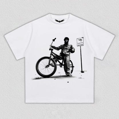 Cyclist Pattern Short - sleeved T-Shirt