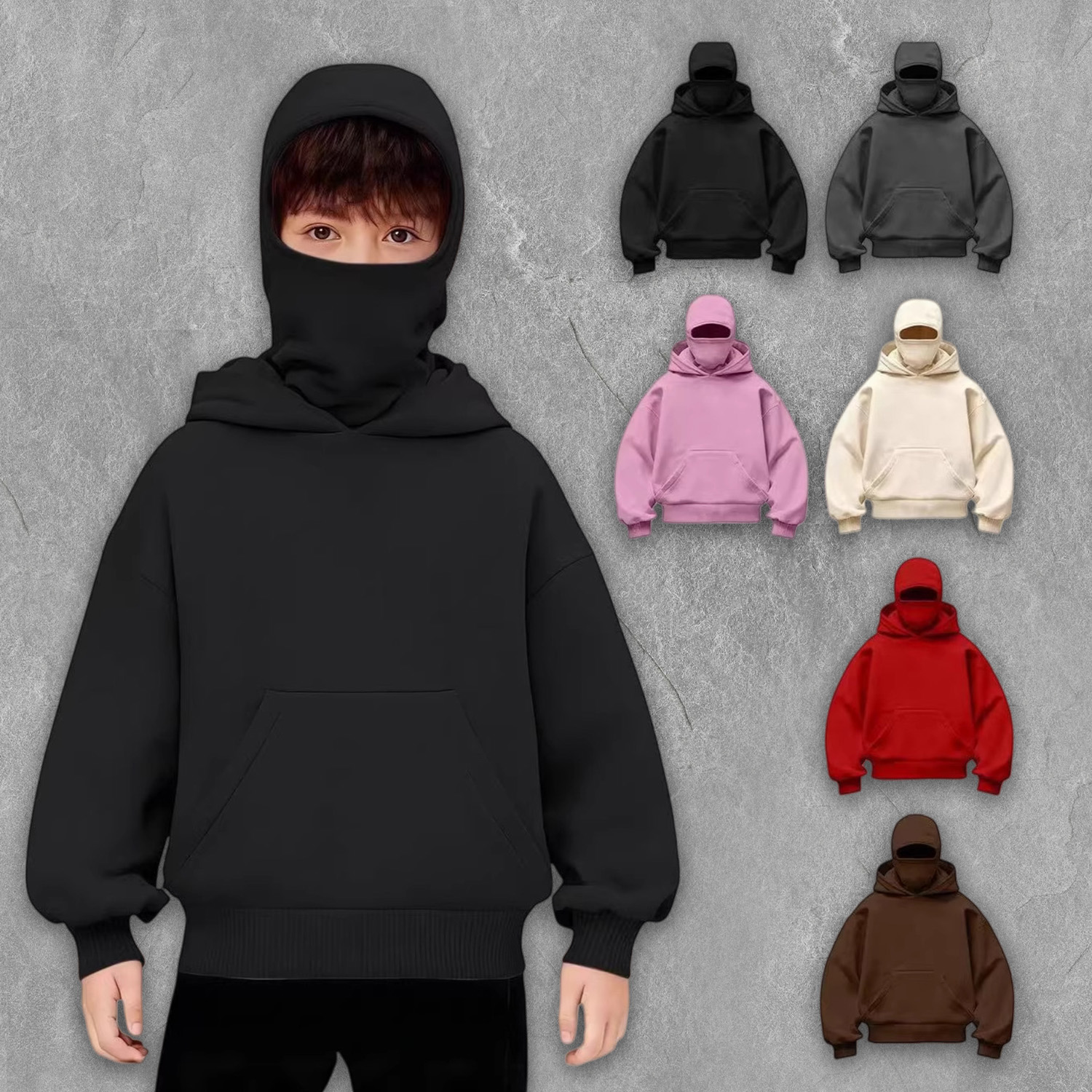 Monochrome Dual Hood Street Zip-Up Hoodie – Kids