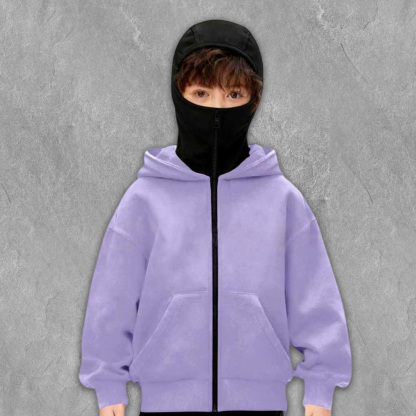 Monochrome Dual Hood Street Zip-Up Hoodie – Kids
