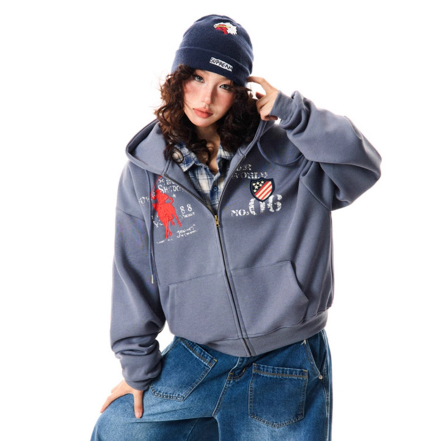 Vintage Embroidered Street  Zip-Up Hoodie 2.0