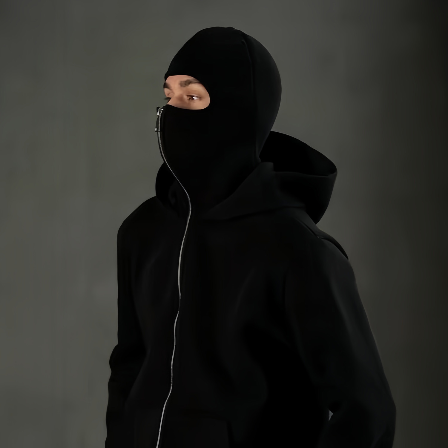 Monochrome Dual Hood Street  Zip-Up Hoodie
