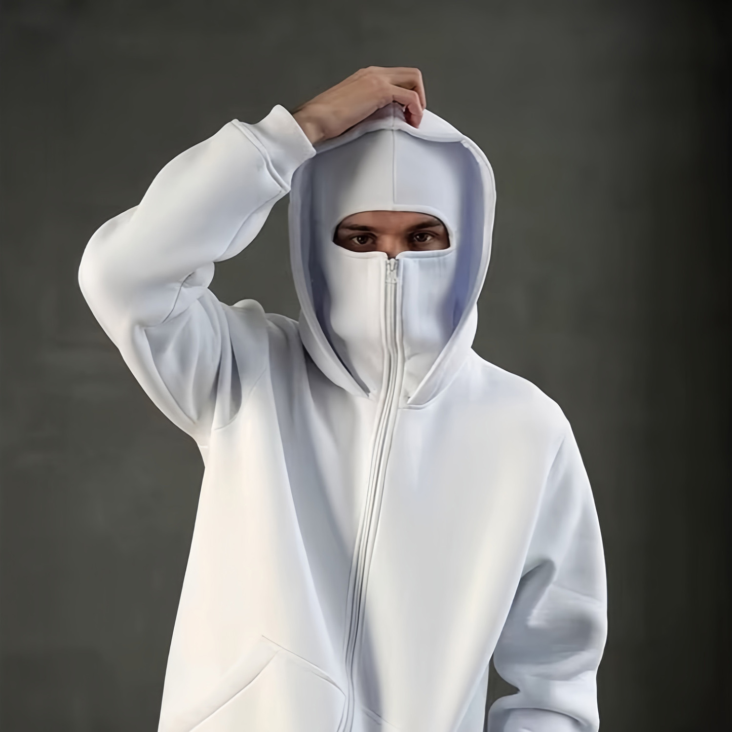 Monochrome Dual Hood Street  Zip-Up Hoodie