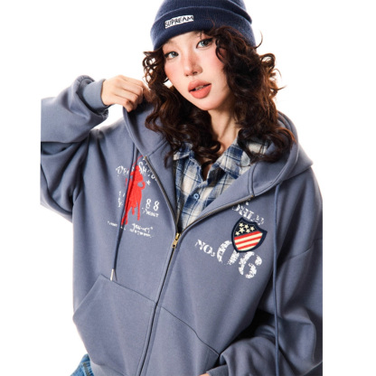 Vintage Embroidered Street  Zip-Up Hoodie 2.0