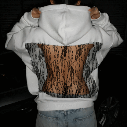 Third Sense Lace Vision Backless Hoodie