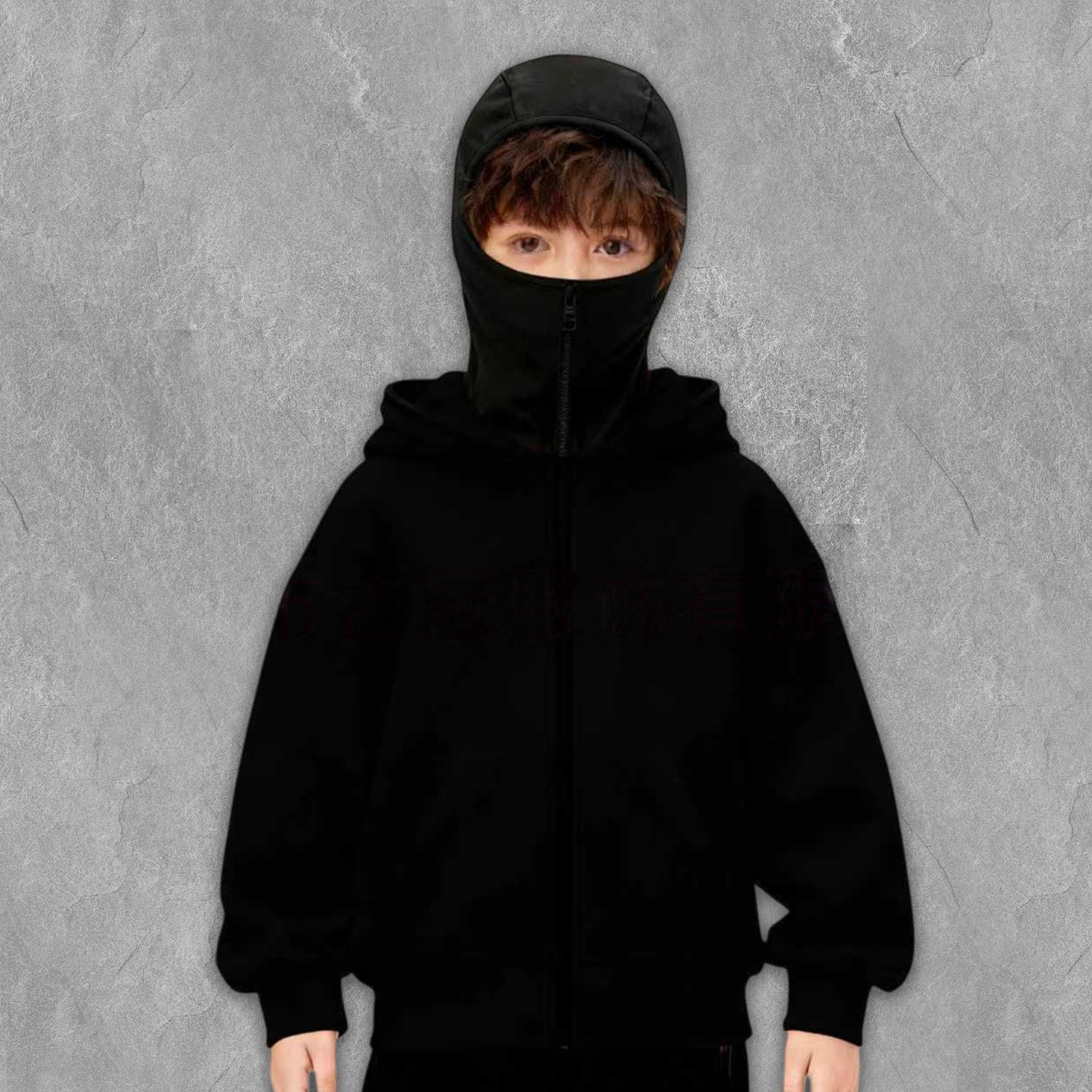 Monochrome Dual Hood Street Zip-Up Hoodie – Kids