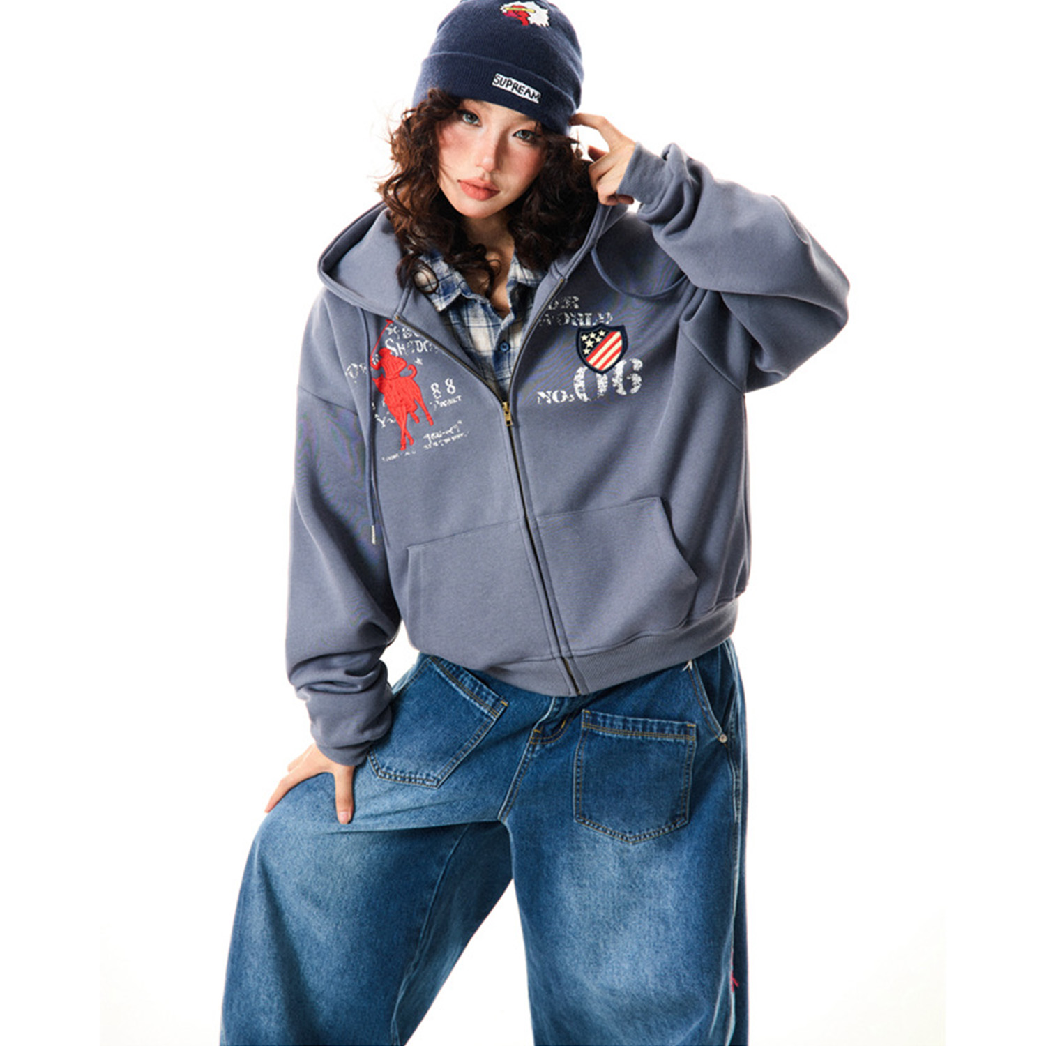 Vintage Embroidered Street  Zip-Up Hoodie 2.0