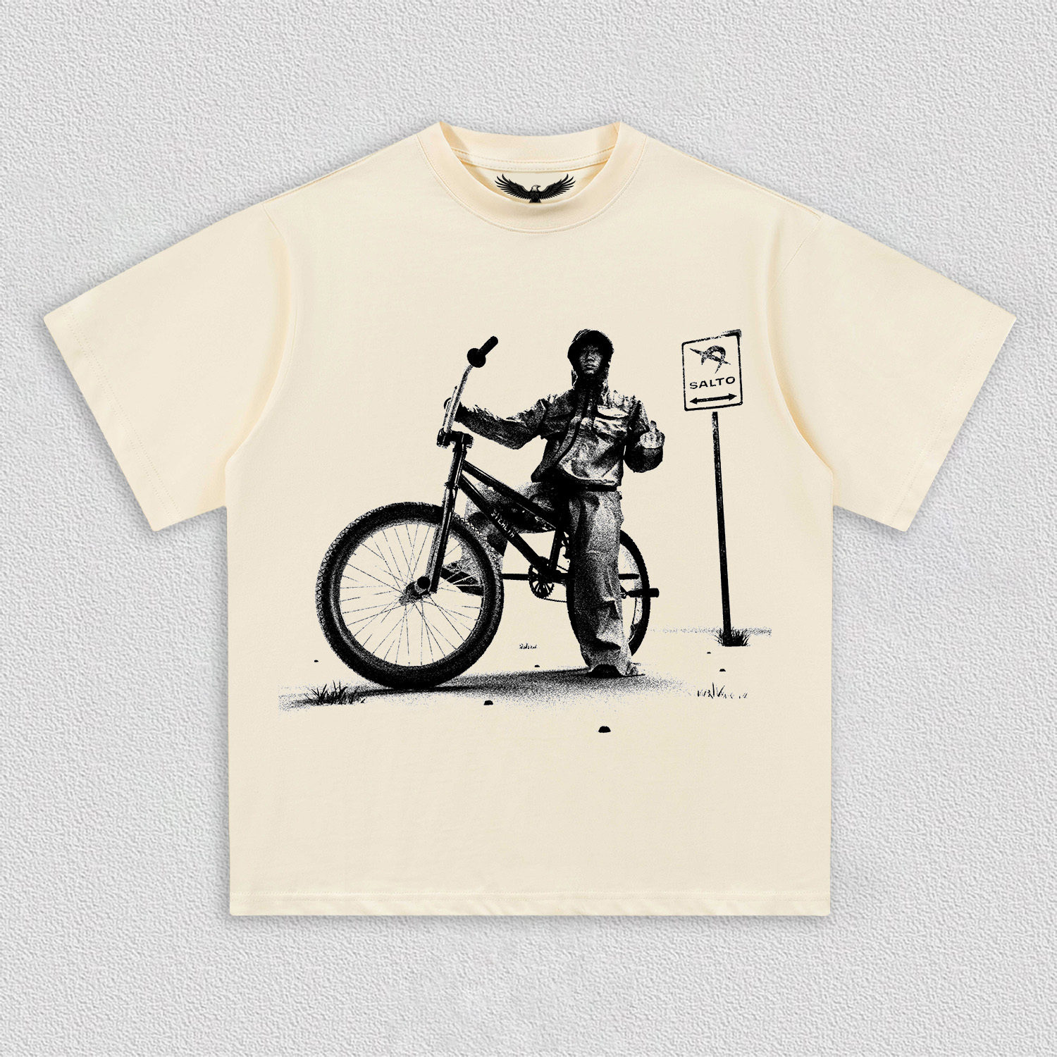 Cyclist Pattern Short - sleeved T-Shirt