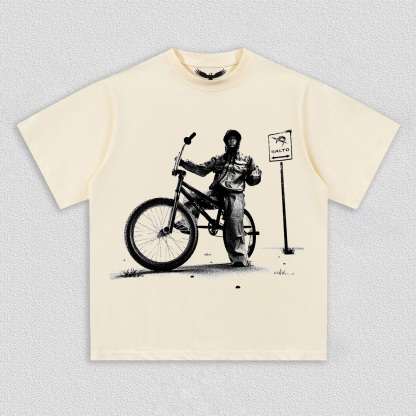 Cyclist Pattern Short - sleeved T-Shirt
