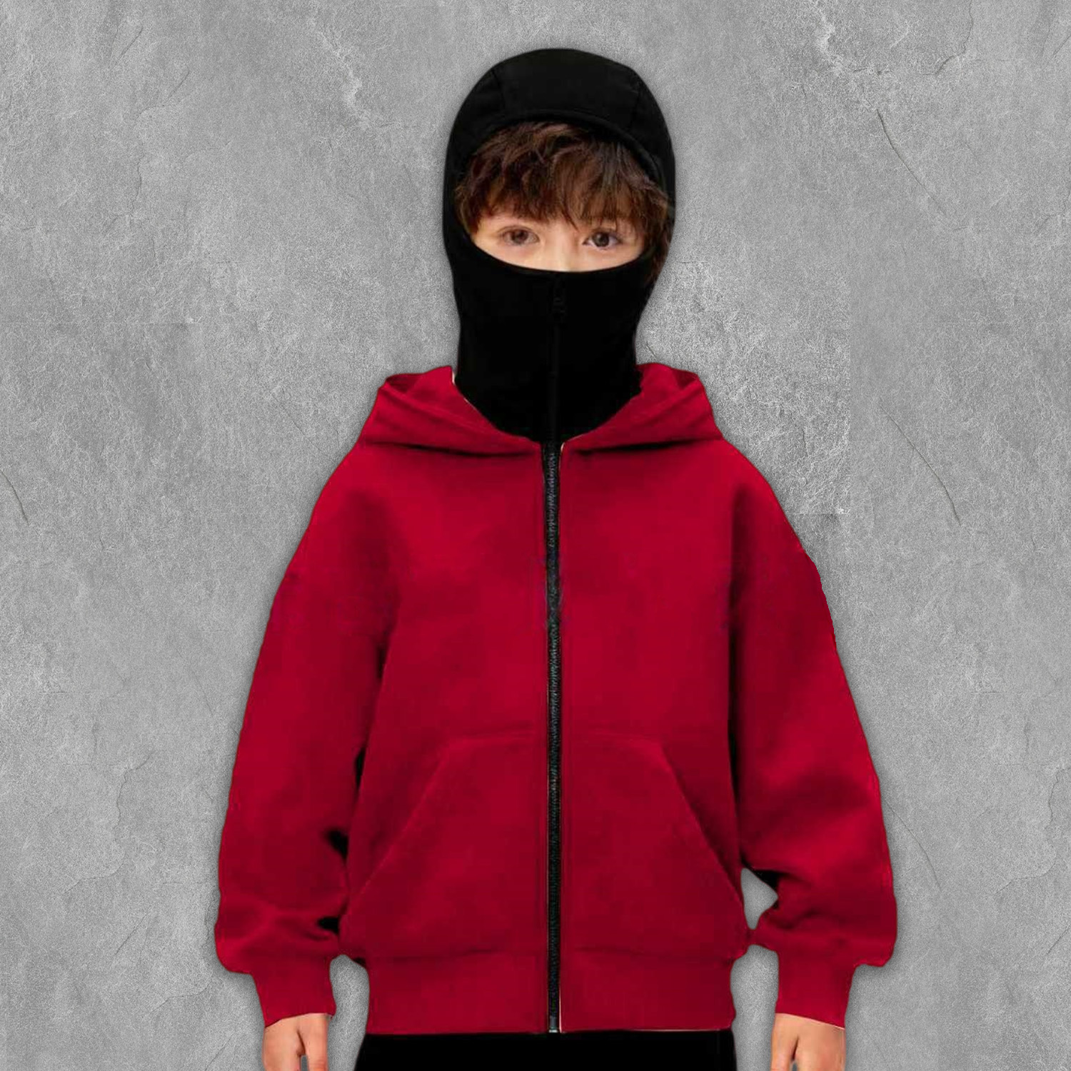 Monochrome Dual Hood Street Zip-Up Hoodie – Kids