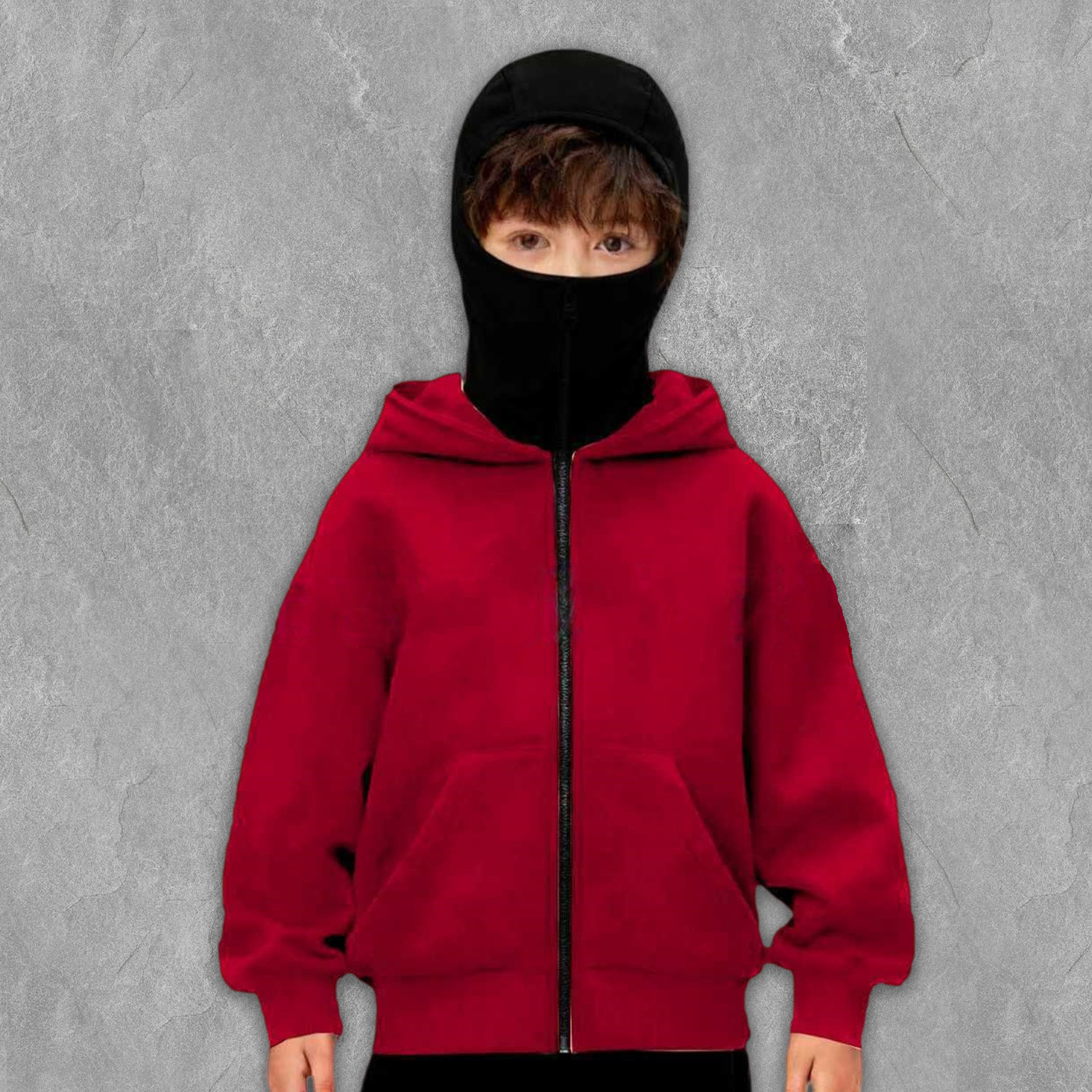 Monochrome Dual Hood Street Zip-Up Hoodie – Kids