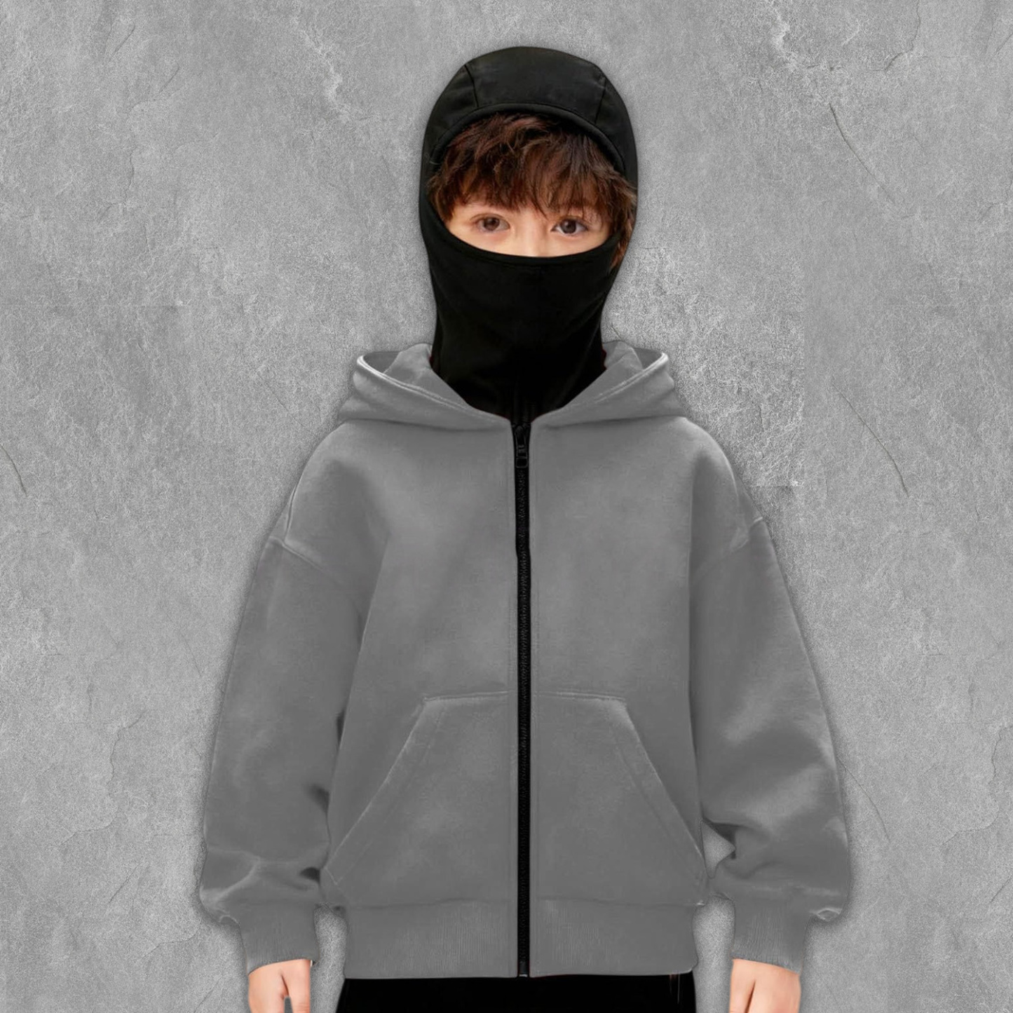 Monochrome Dual Hood Street Zip-Up Hoodie – Kids