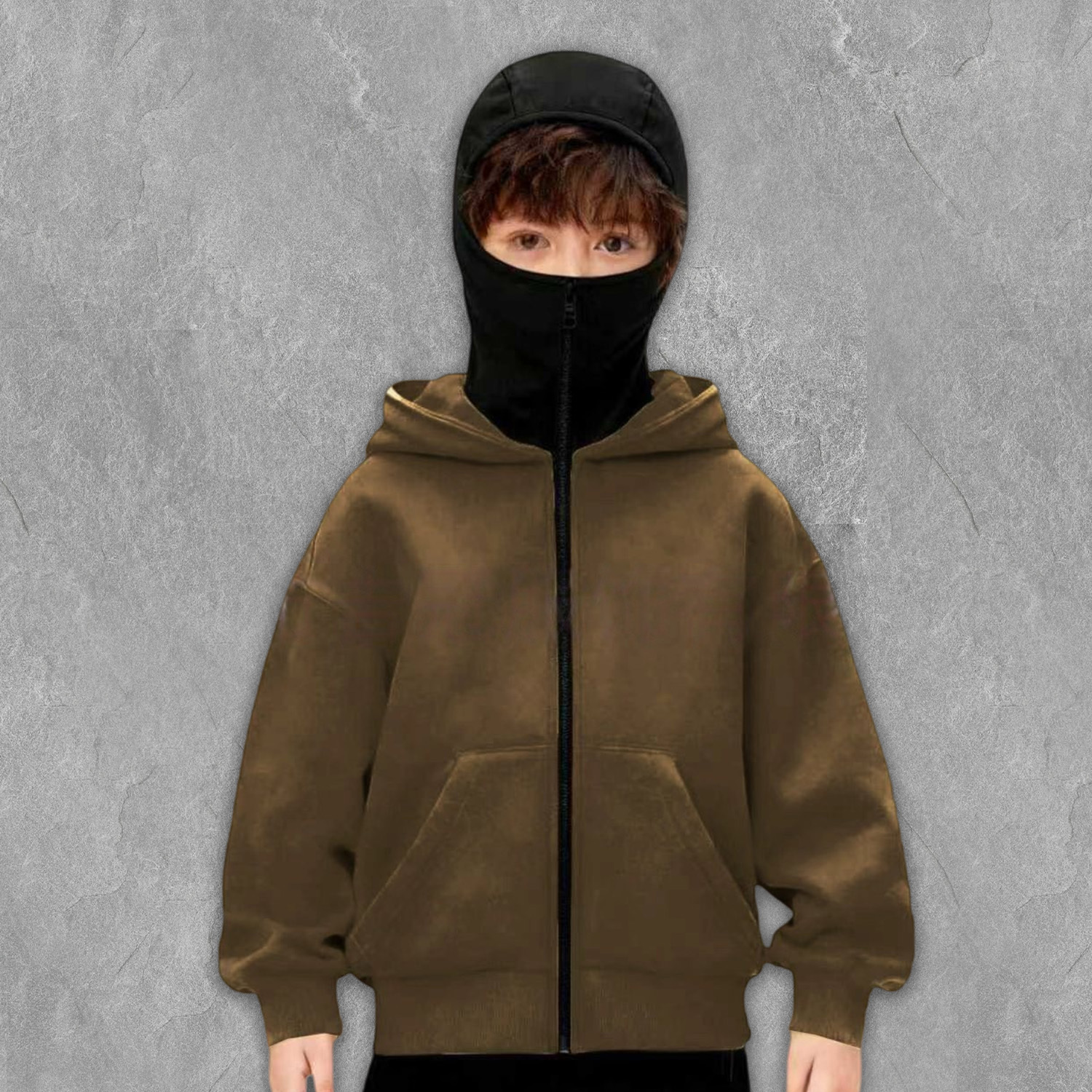 Monochrome Dual Hood Street Zip-Up Hoodie – Kids