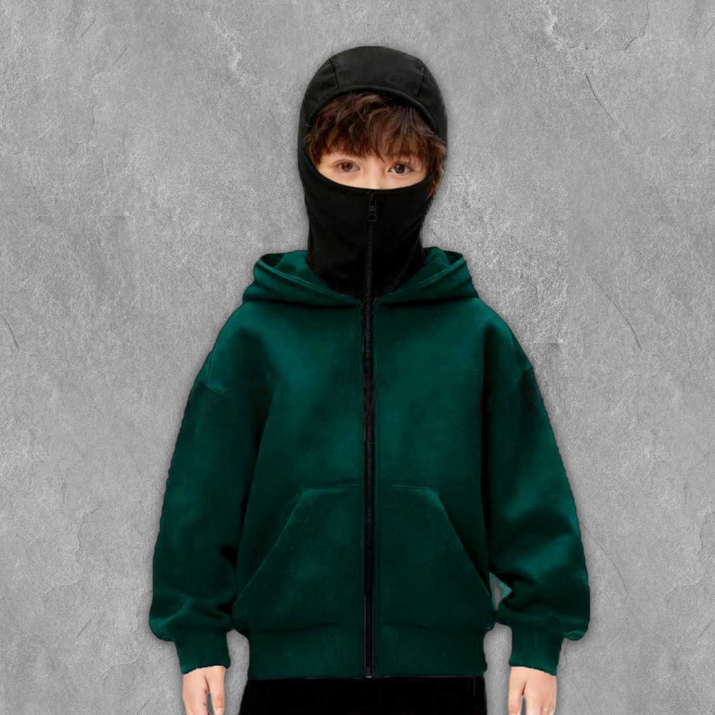 Monochrome Dual Hood Street Zip-Up Hoodie – Kids