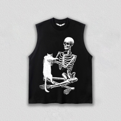 Skeleton with Cat T-Shirt