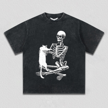 Skeleton with Cat T-Shirt