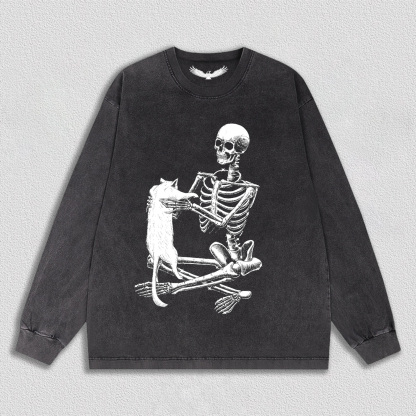 Skeleton with Cat T-Shirt