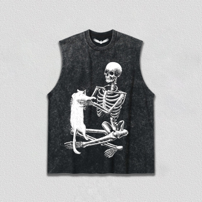 Skeleton with Cat T-Shirt