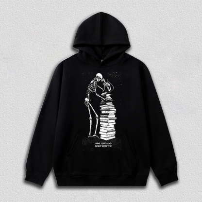 Skeleton and Cat on Book Pile T-Shirt