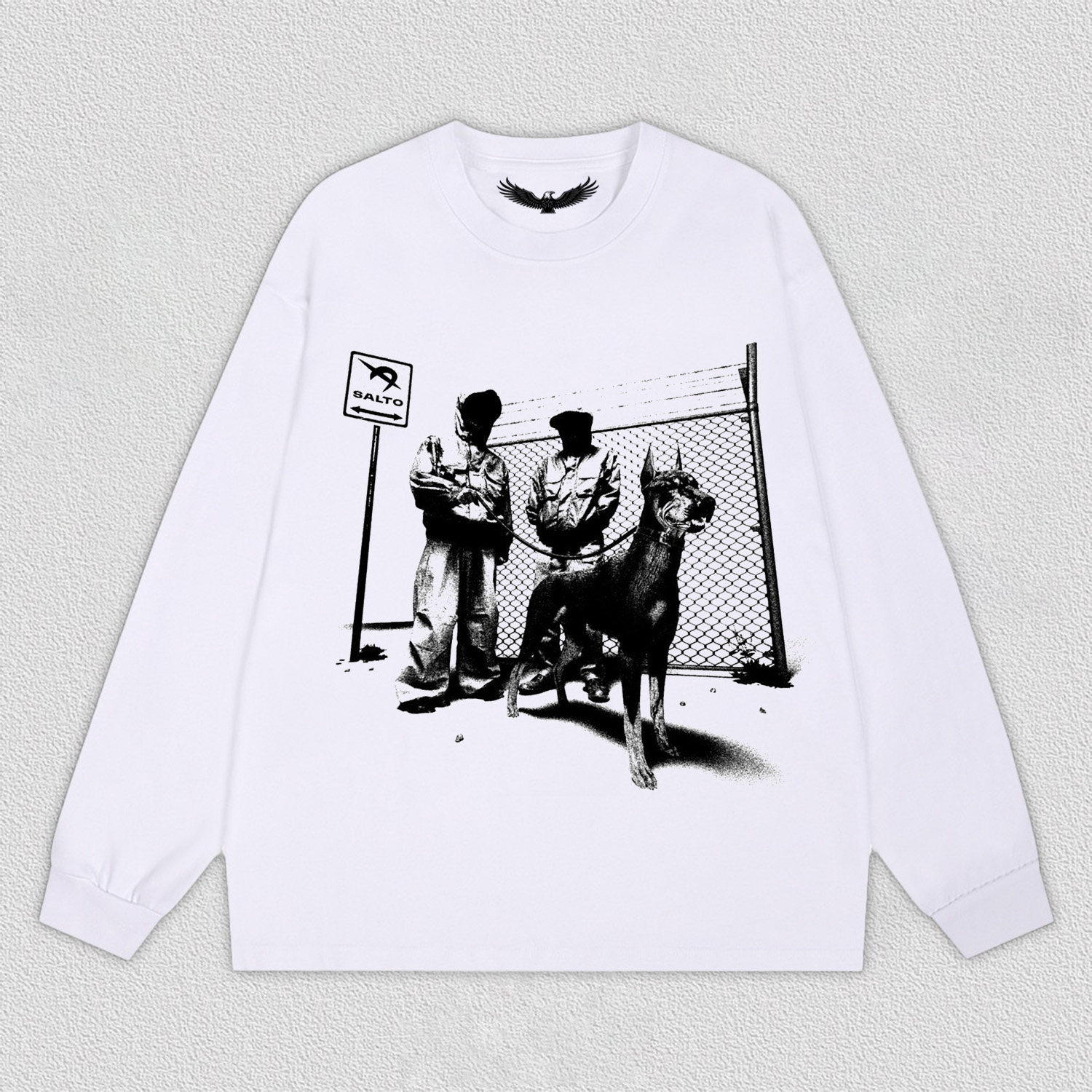 Figure and Doberman Printed T-Shirt