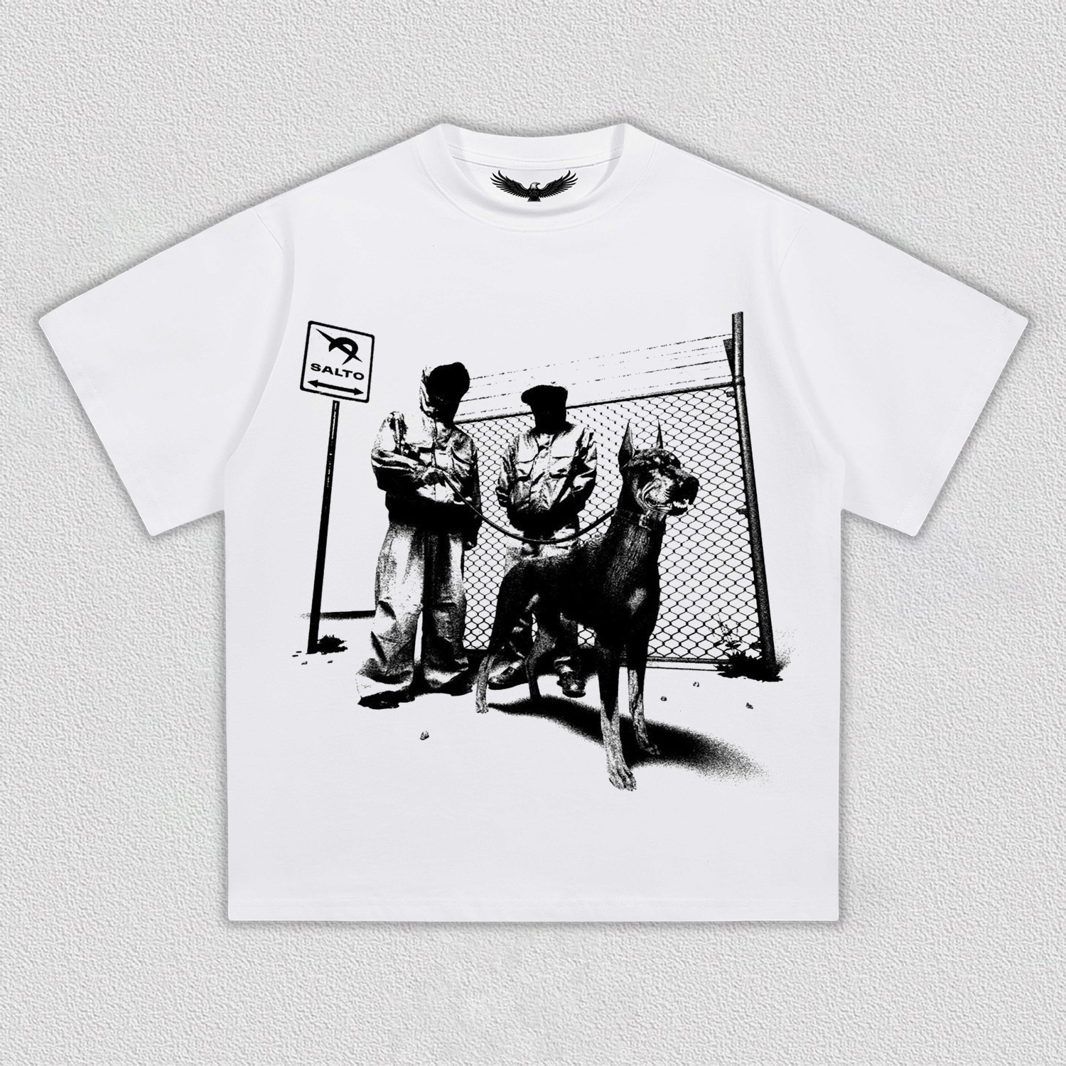 Figure and Doberman Printed T-Shirt