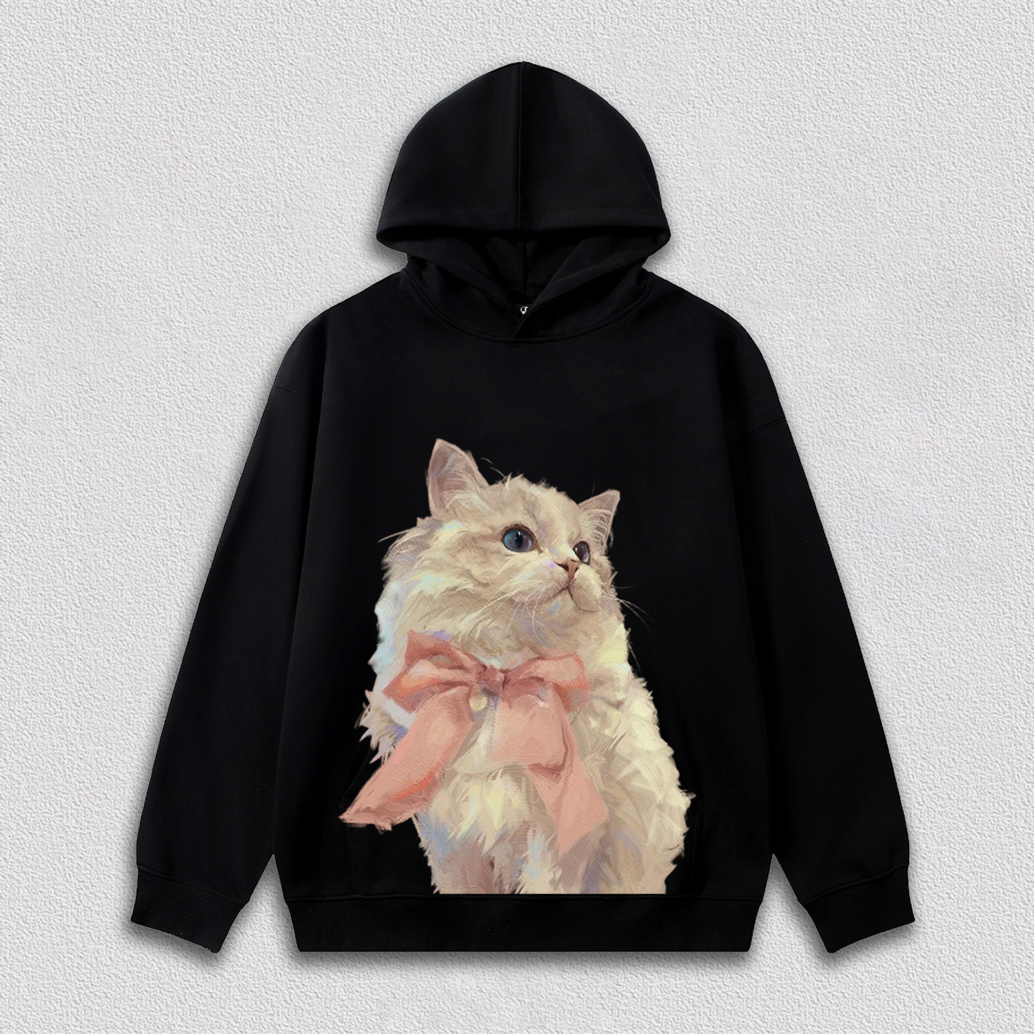 Elegant White Cat with Pink Bow T-Shirt