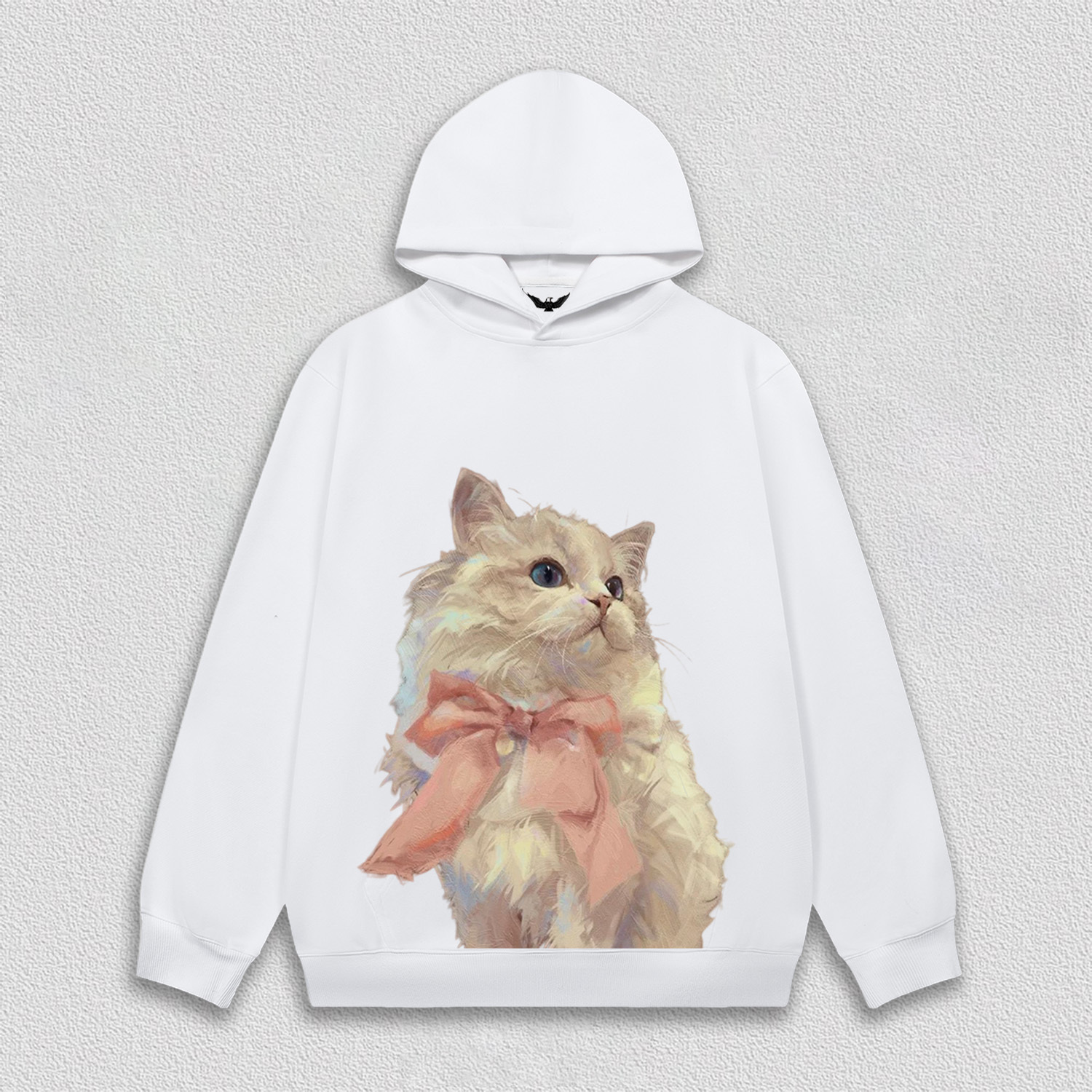 Elegant White Cat with Pink Bow T-Shirt