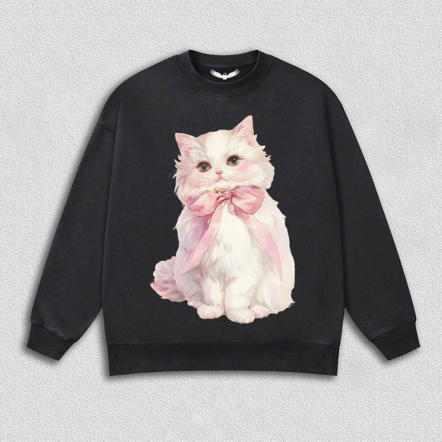 White Kitten with Pink Bow T-Shirt