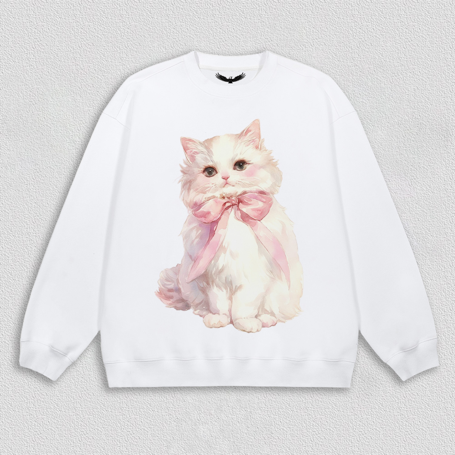 White Kitten with Pink Bow T-Shirt
