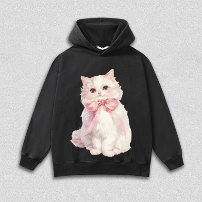 White Kitten with Pink Bow T-Shirt