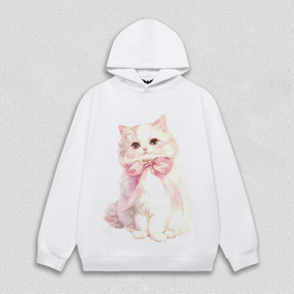 White Kitten with Pink Bow T-Shirt