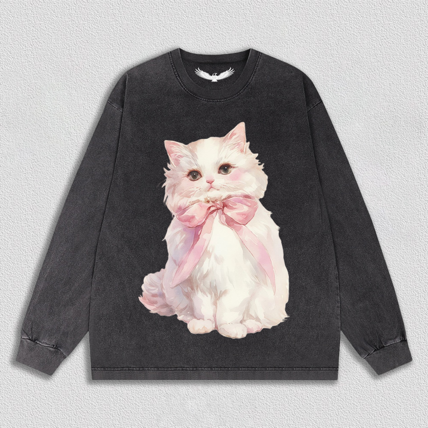 White Kitten with Pink Bow T-Shirt