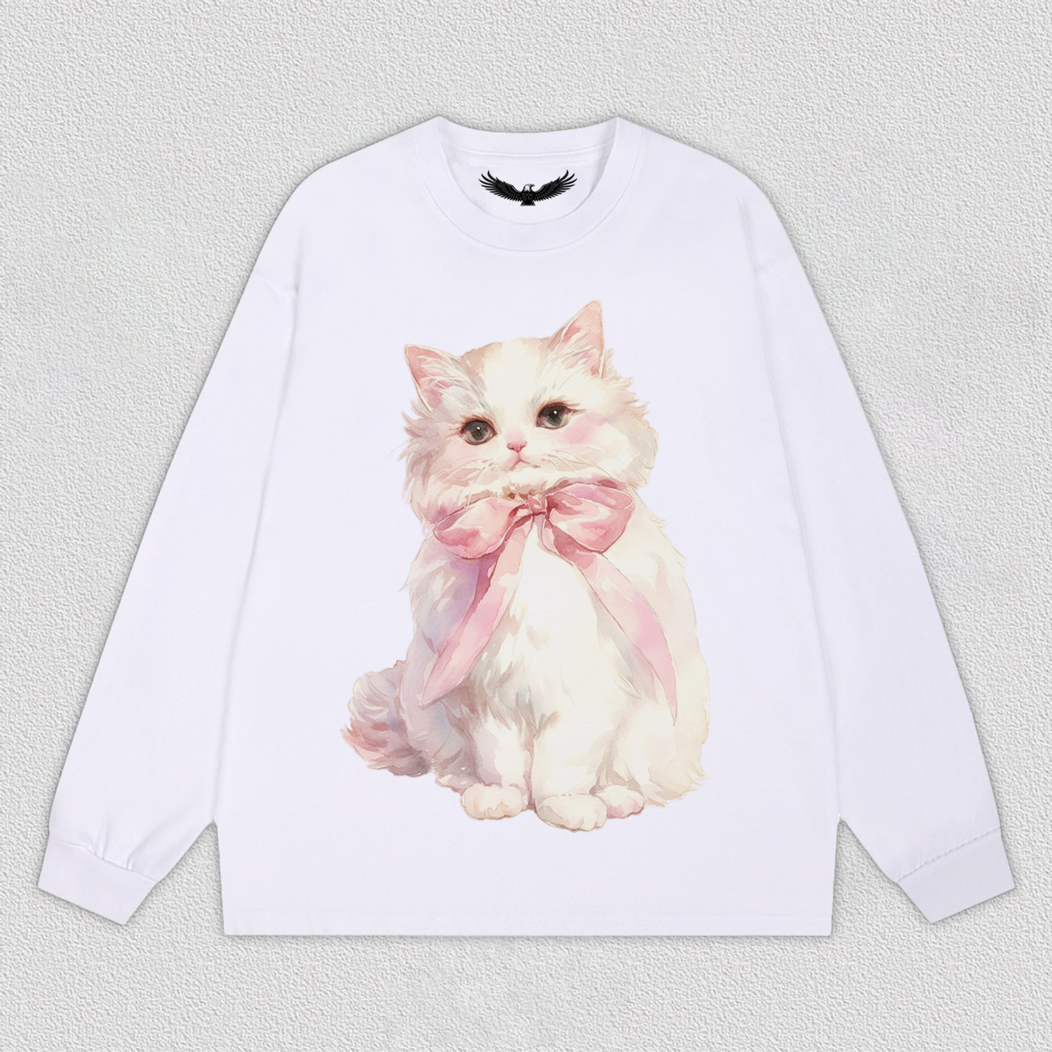 White Kitten with Pink Bow T-Shirt