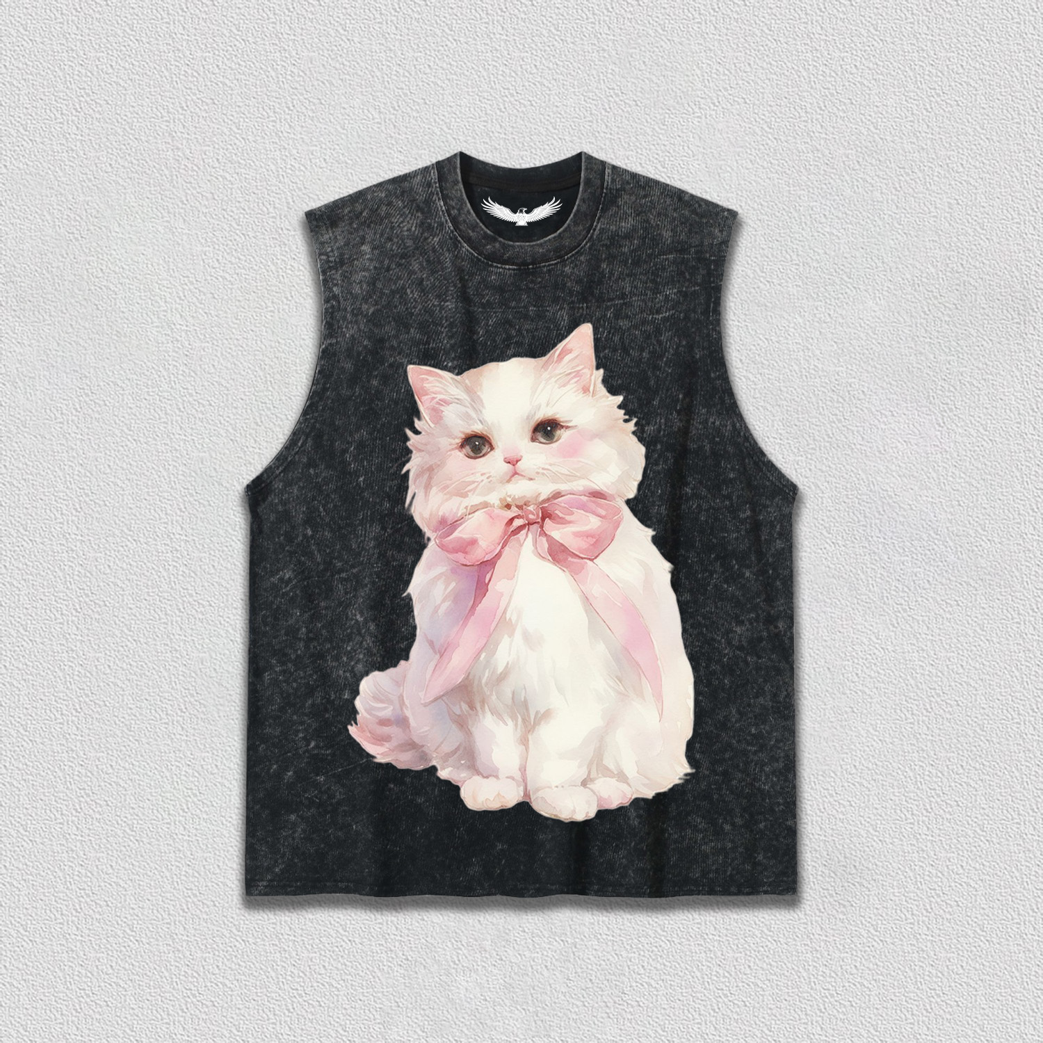 White Kitten with Pink Bow T-Shirt