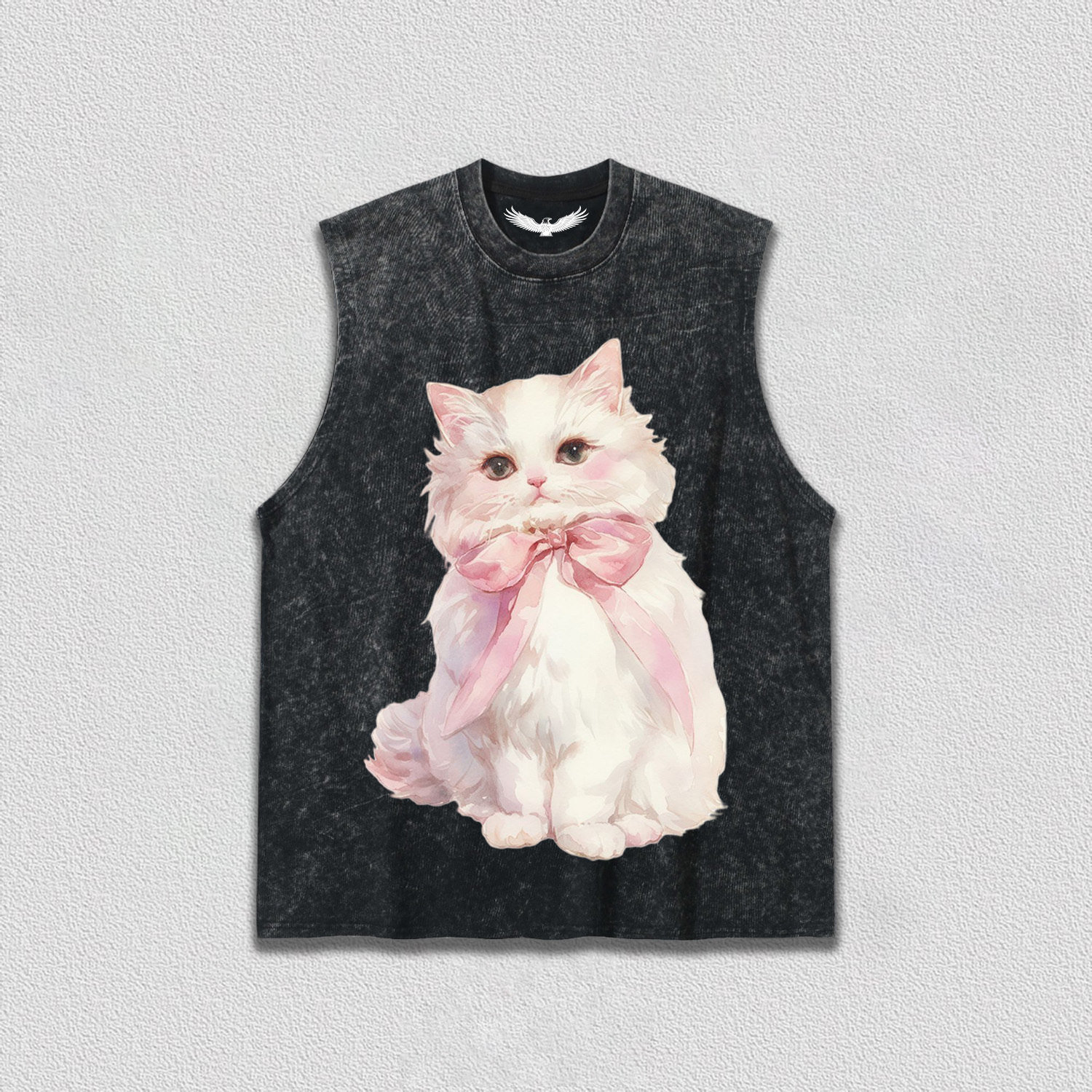 White Kitten with Pink Bow T-Shirt