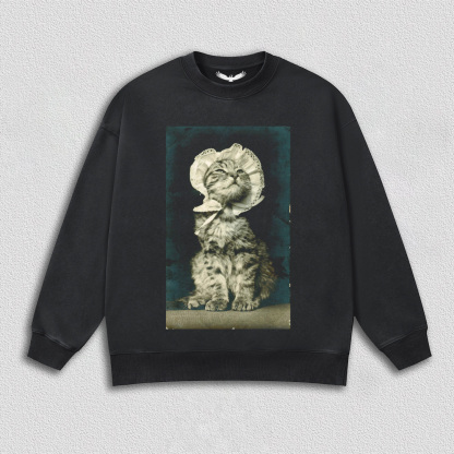 Vintage - style Cat with Hat T-Shirt