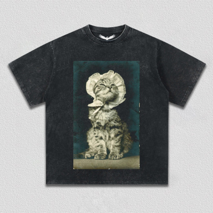 Vintage - style Cat with Hat T-Shirt