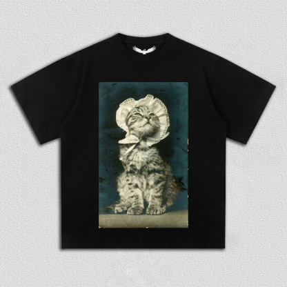 Vintage - style Cat with Hat T-Shirt