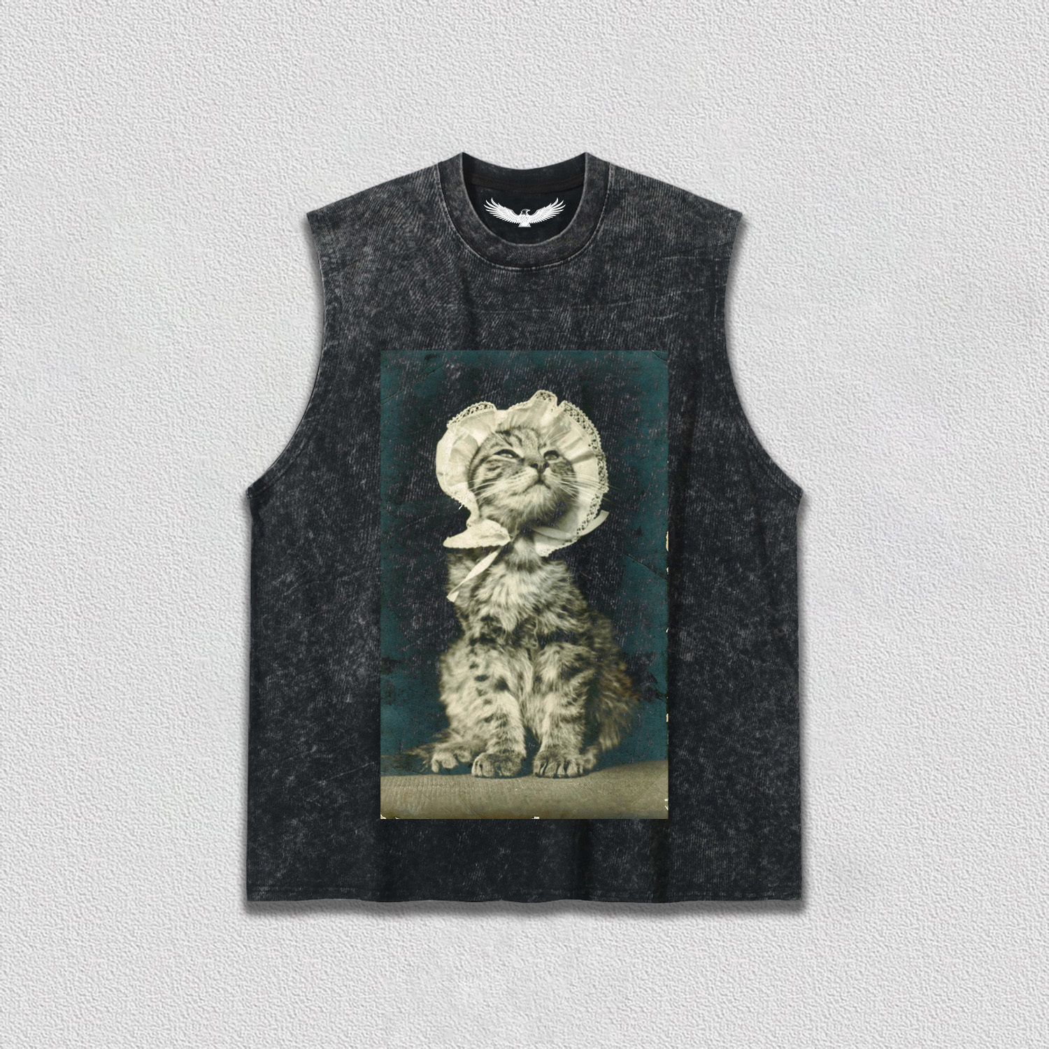 Vintage - style Cat with Hat T-Shirt