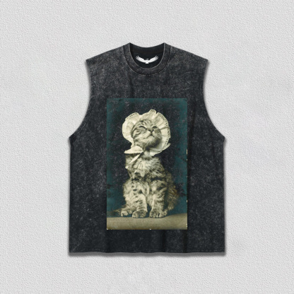 Vintage - style Cat with Hat T-Shirt
