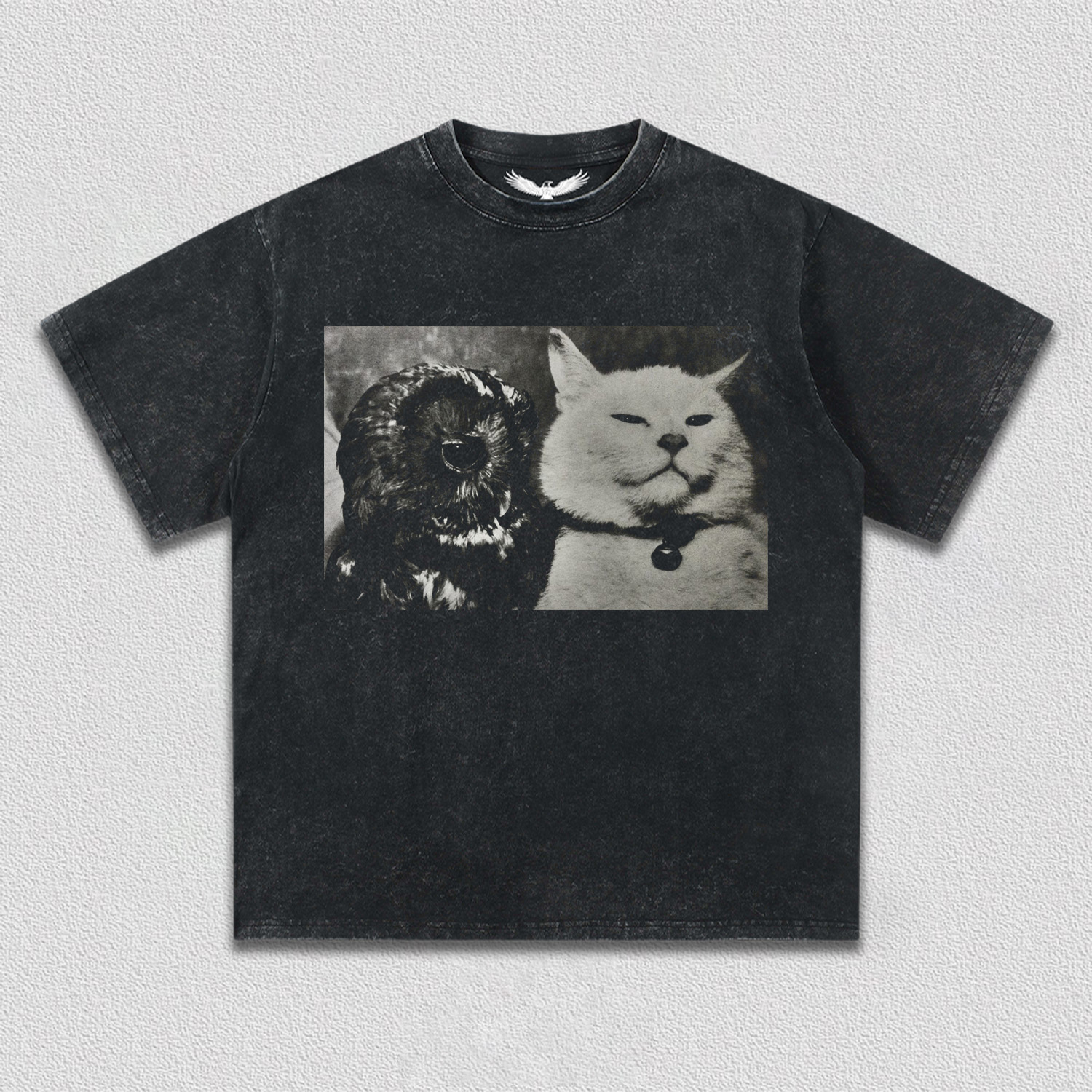 Vintage Moment of Cat and Owl T-Shirt