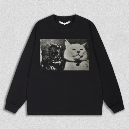 Vintage Moment of Cat and Owl T-Shirt